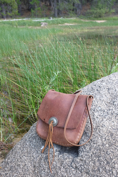 Leanna's vintage leather hippie bag