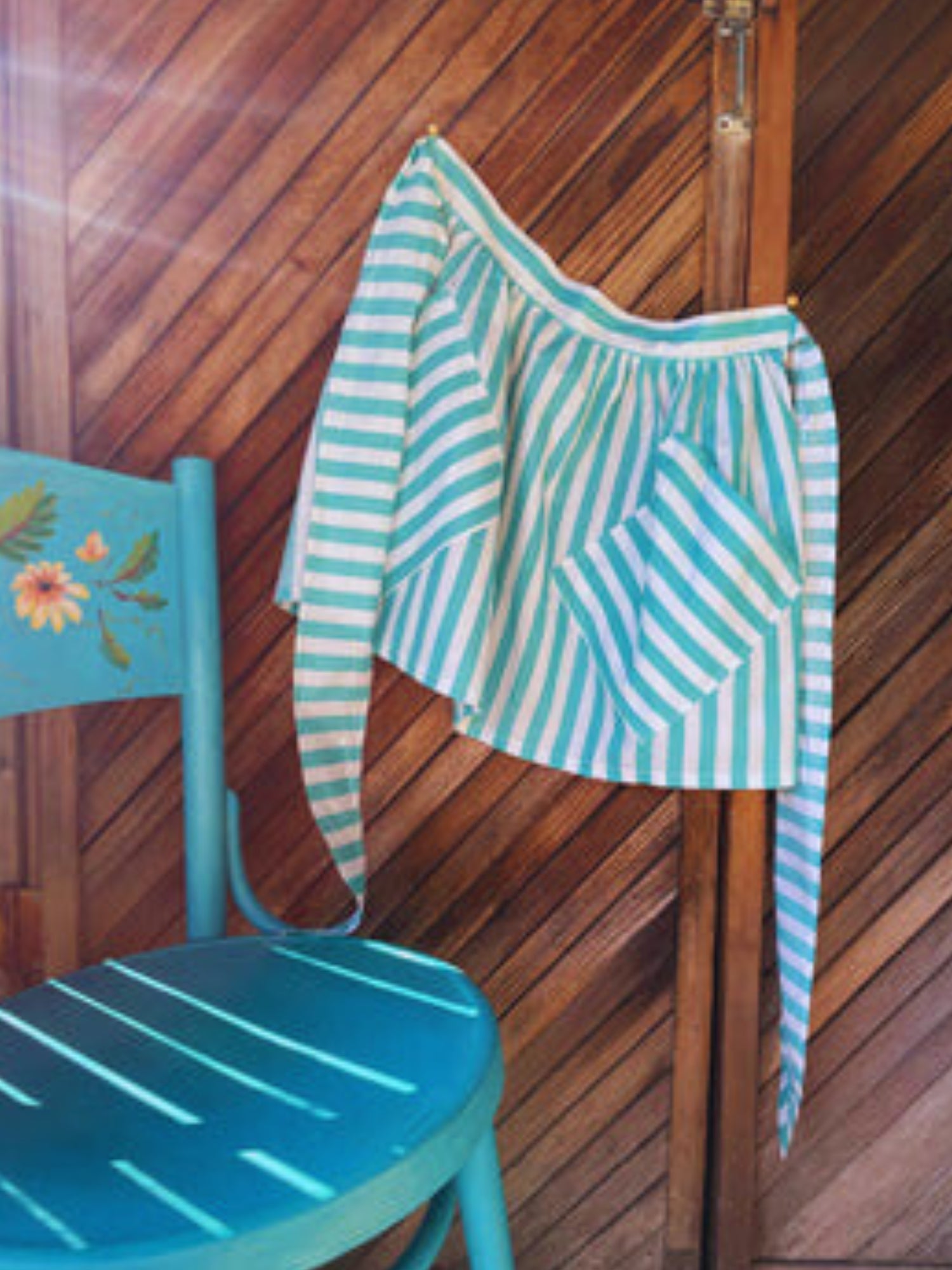 Angie's aqua striped apron