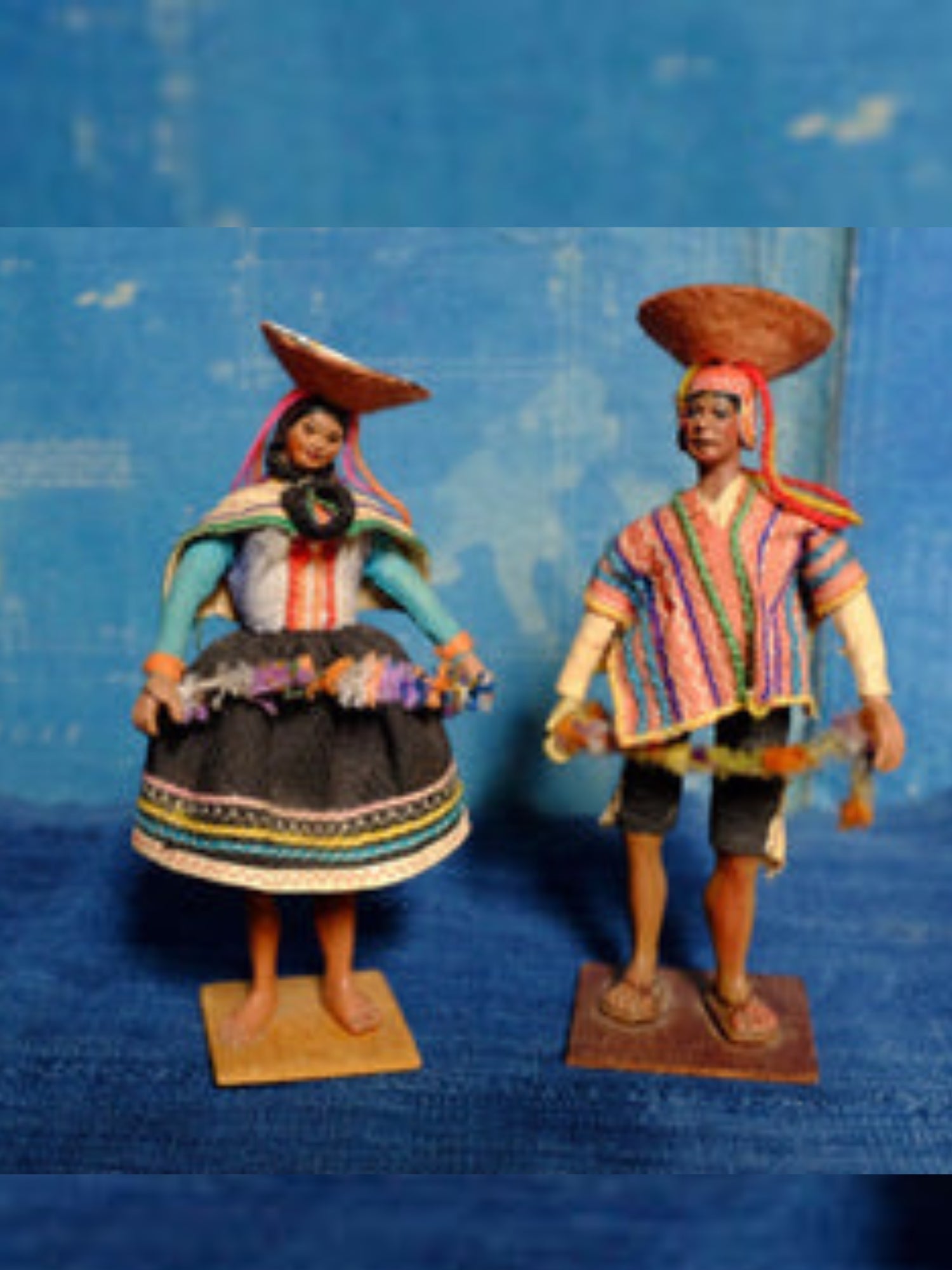 Heather's  two vintage Peruvian folk dolls