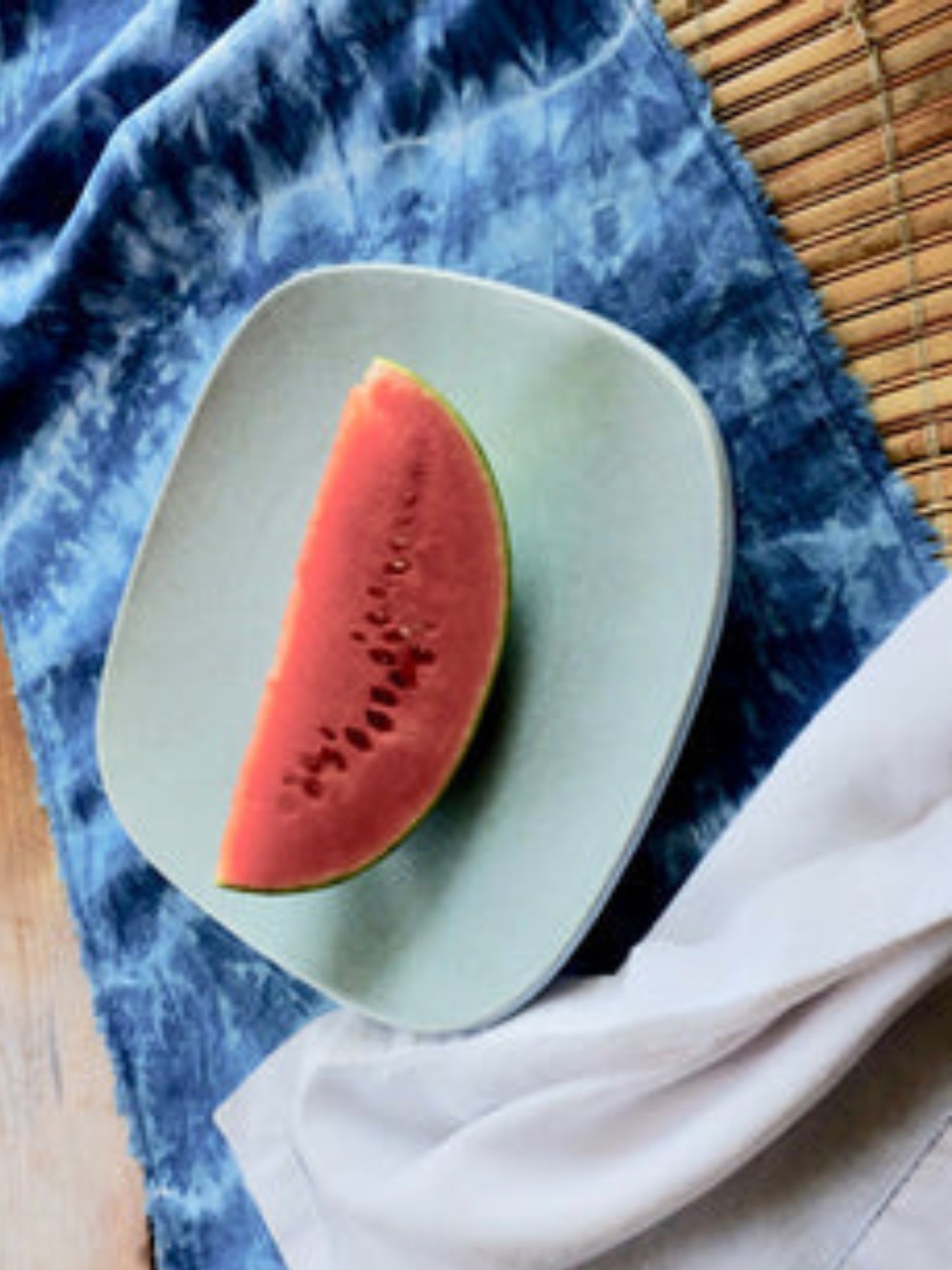 Shoko's tie dyed indigo table runner