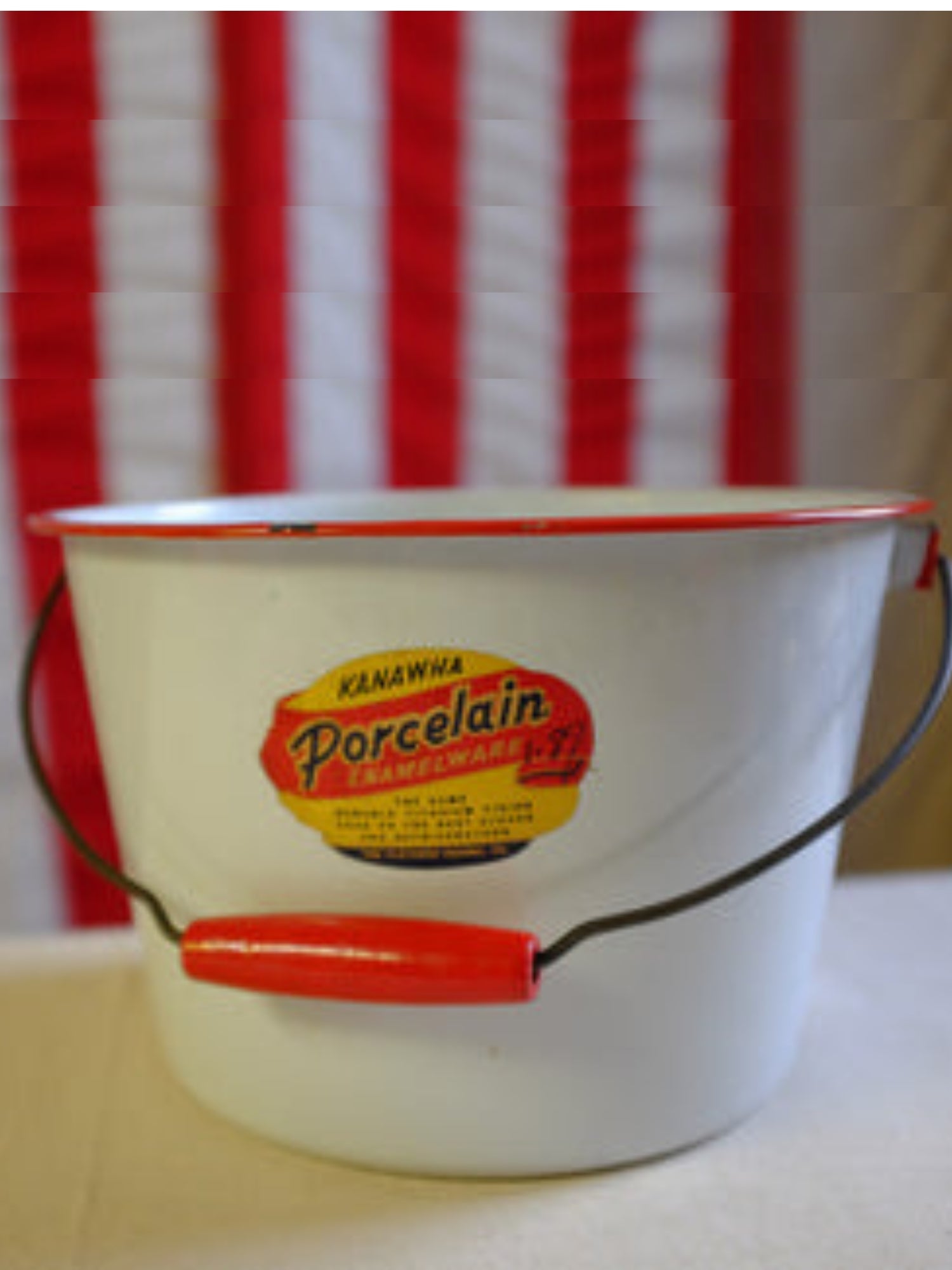 Richard's Red and White Enamel Pail