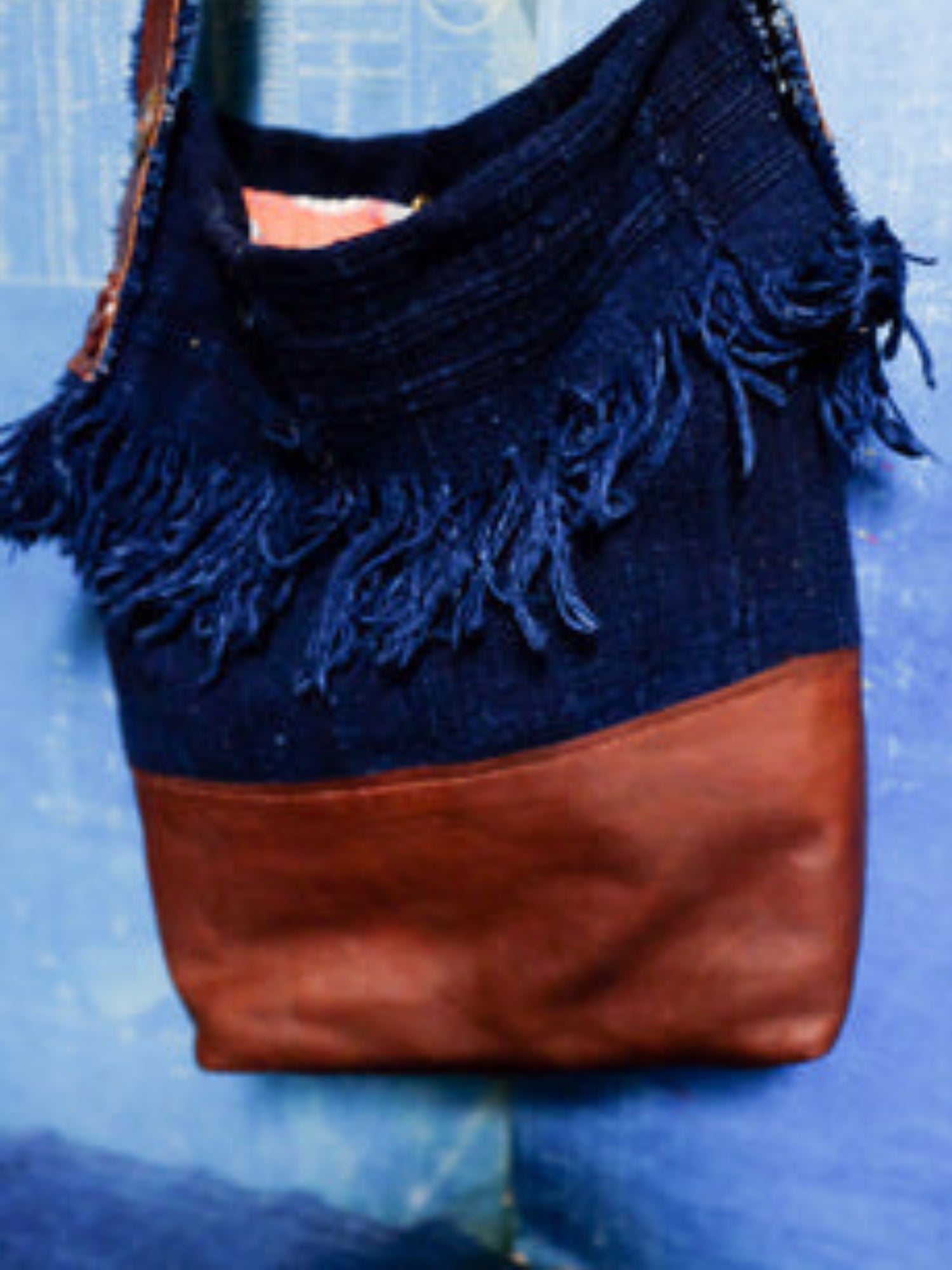 Ines' indigo fringe bag