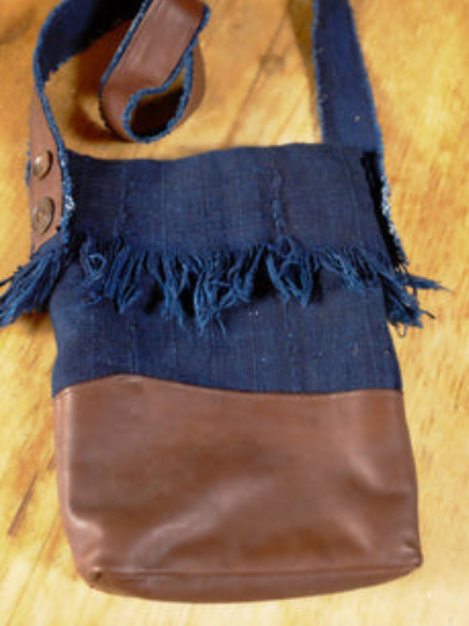 Ines' indigo fringe bag