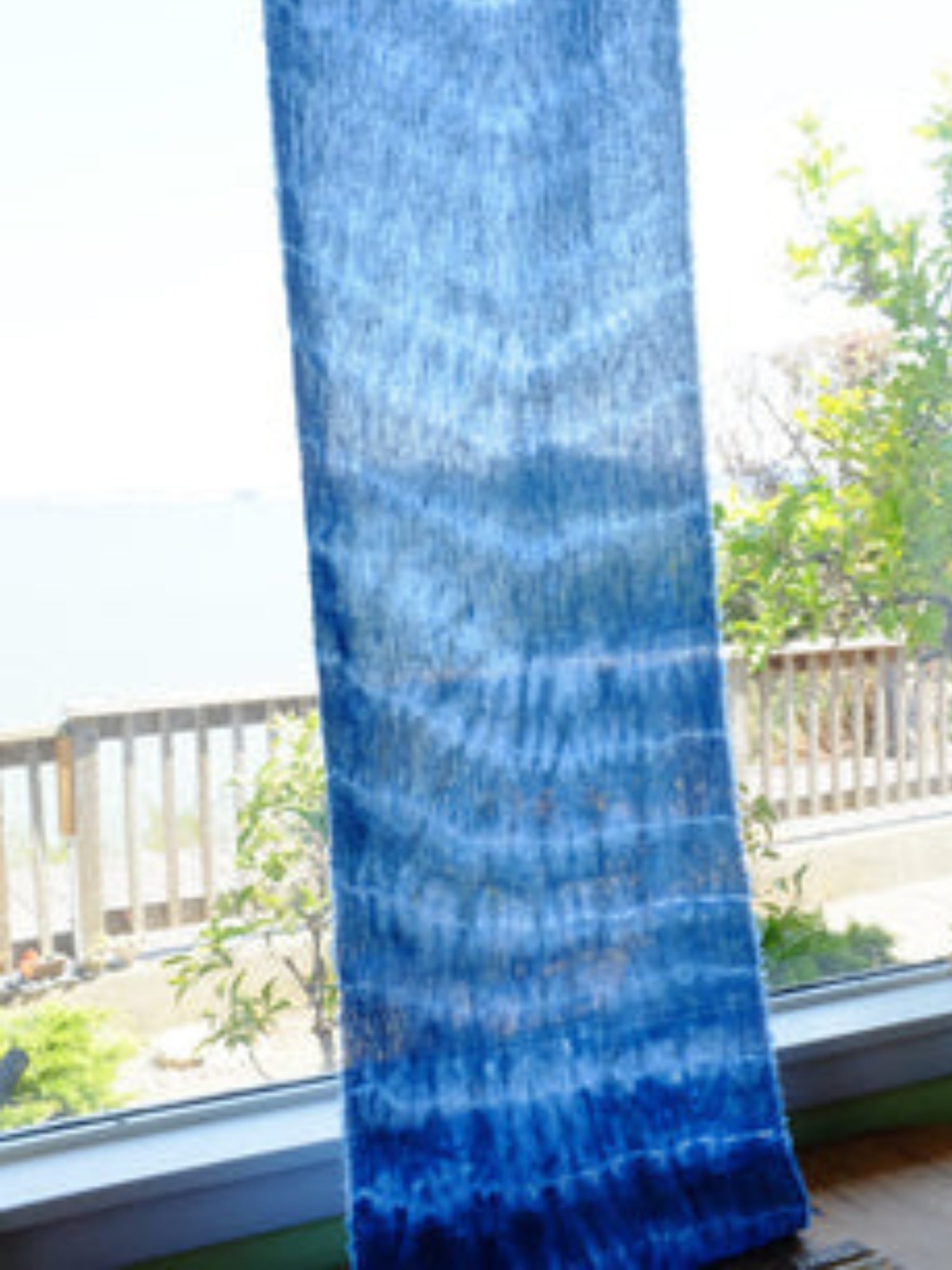 Shoko's tie dyed indigo table runner