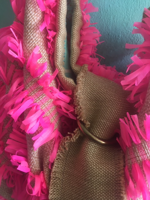 Handmade hot pink fringe tote bag