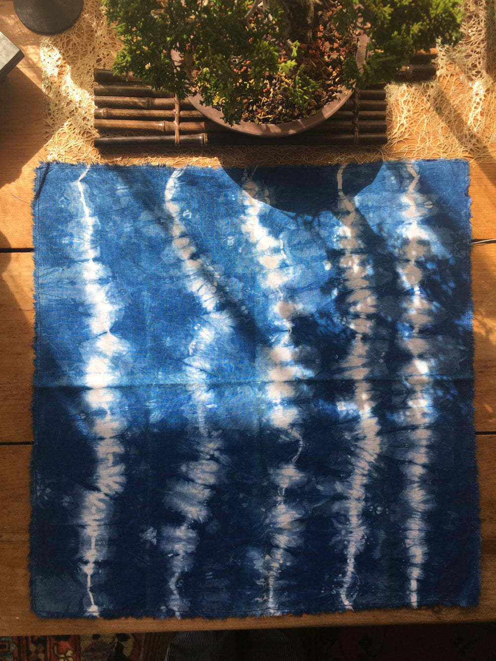 Hand-dyed indigo tie-dyed napkins