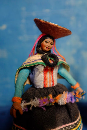 Heather's  two vintage Peruvian folk dolls