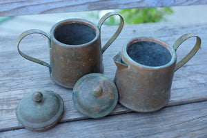 Vintage Spartan copper creamer and sugar bowl set 