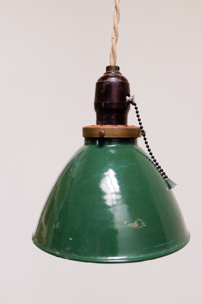 Pete's green enamel pendent light