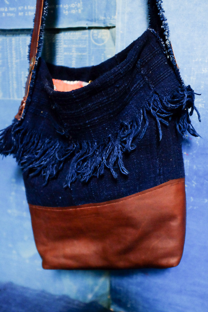 Ines' indigo fringe bag