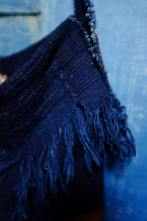 Ines' indigo fringe bag