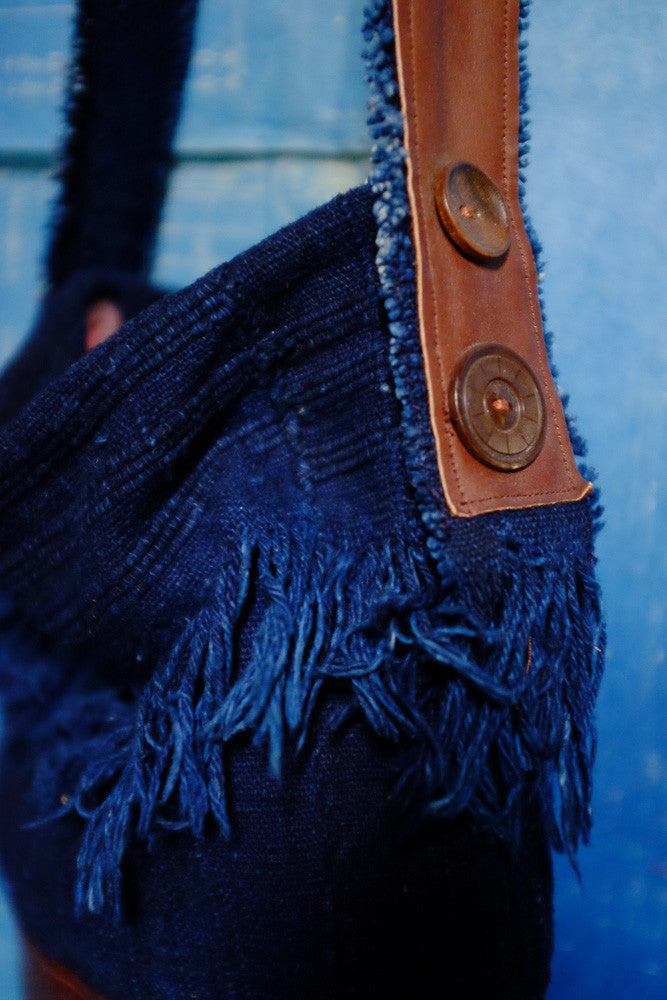 Ines' indigo fringe bag