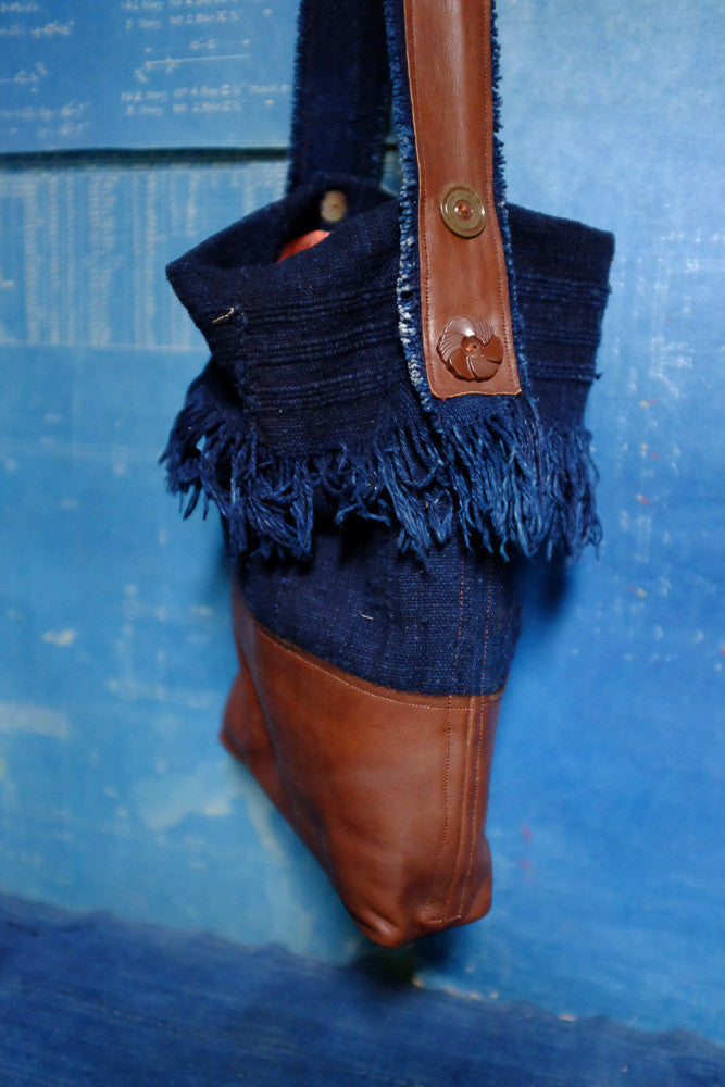 Ines' indigo fringe bag