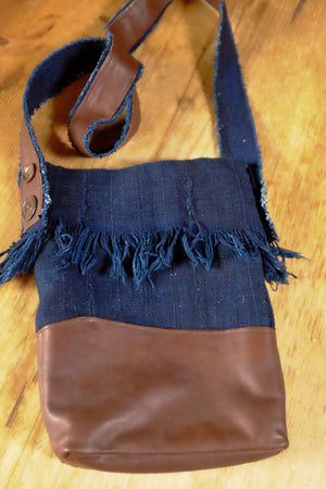 Ines' indigo fringe bag