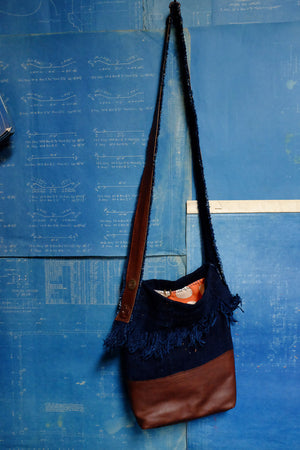 Ines' indigo fringe bag