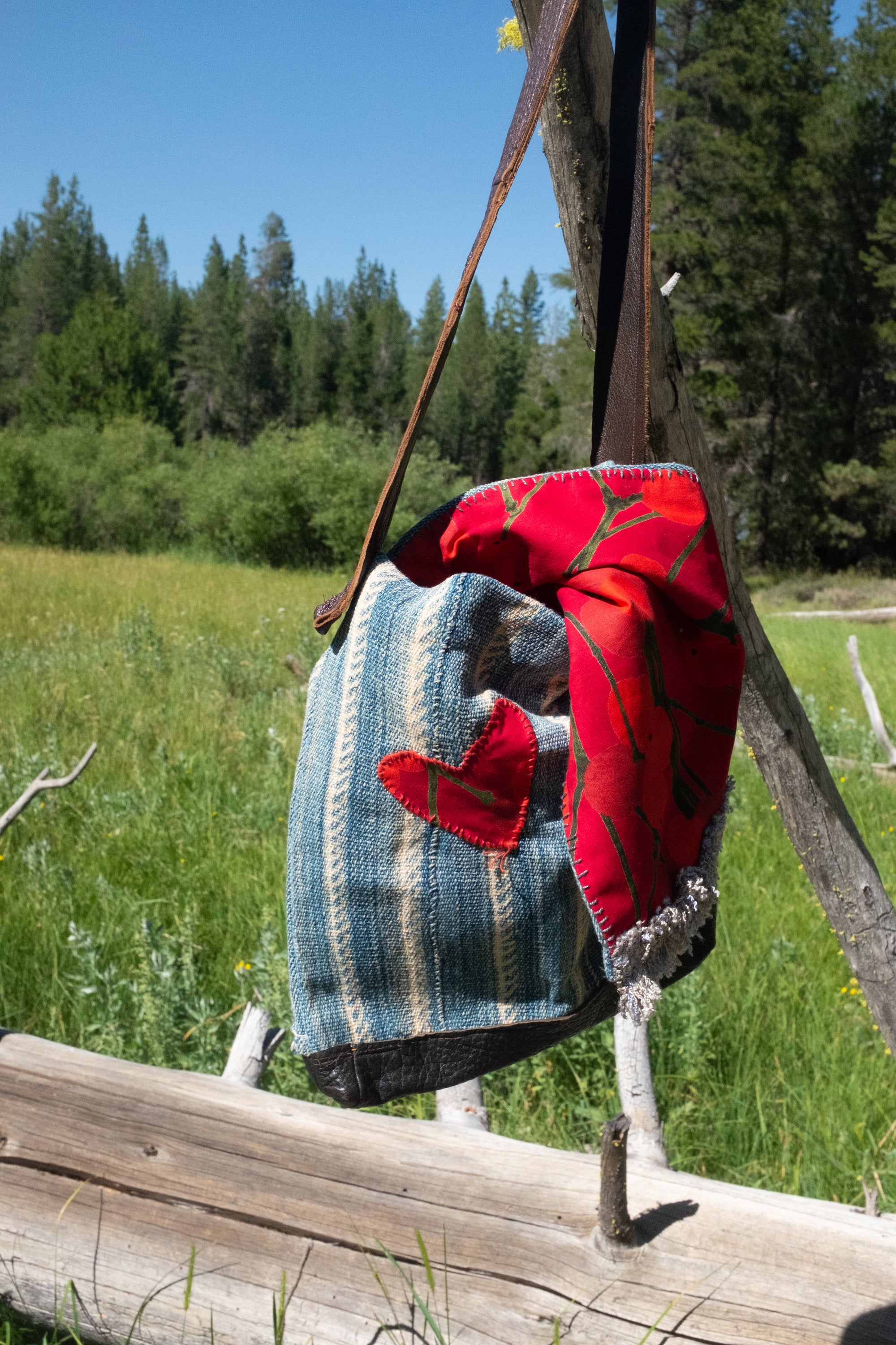 Mali indigo stripe handmade bag