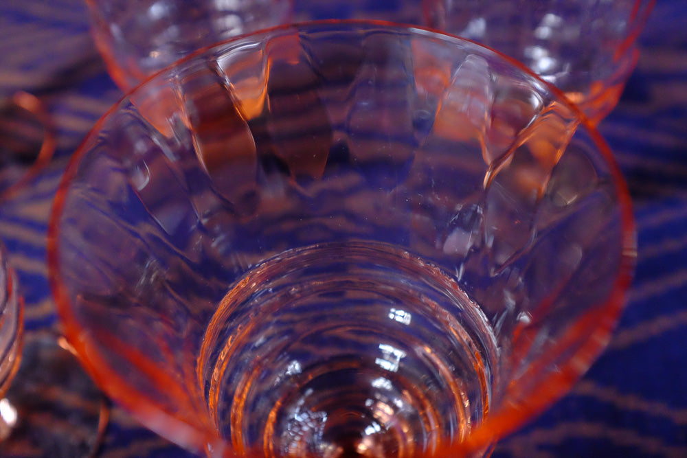 Vintage pink depression glass stemware