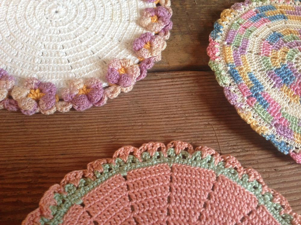 Vintage pastel crochet hot pads