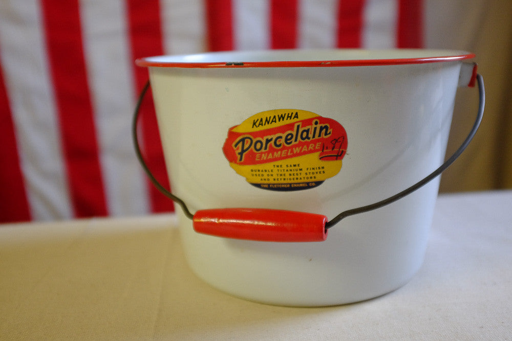 Richard's Red and White Enamel Pail