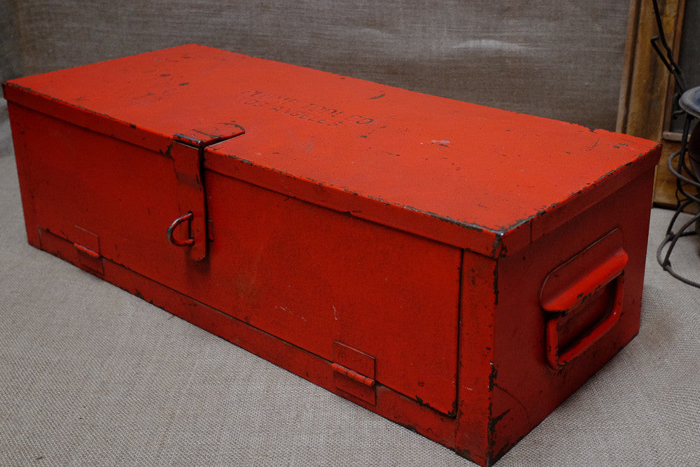 Vintage industrial red tool box - Antares Furnishings