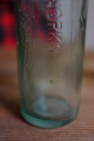 Antique Blown Green Glass Bottle Detail